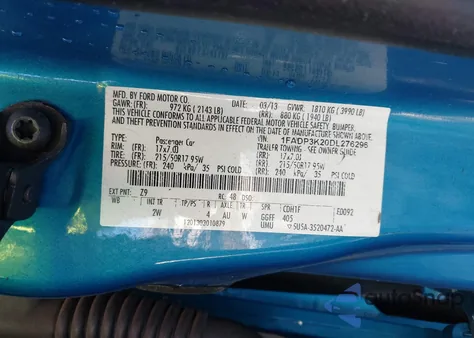 2013 Ford Focus Se z USA, uszkodzony, nr VIN 1FADP3K20DL276296